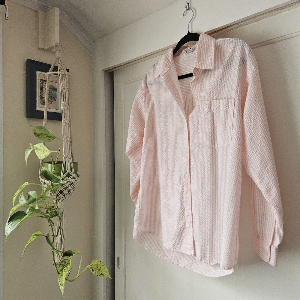 Seersucker Pink Button Down Shirt